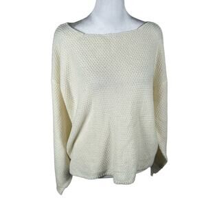 Nasty Gal Boat Neck Cream Sweater Top Small Acrylic Pullover Boat Neck Casual